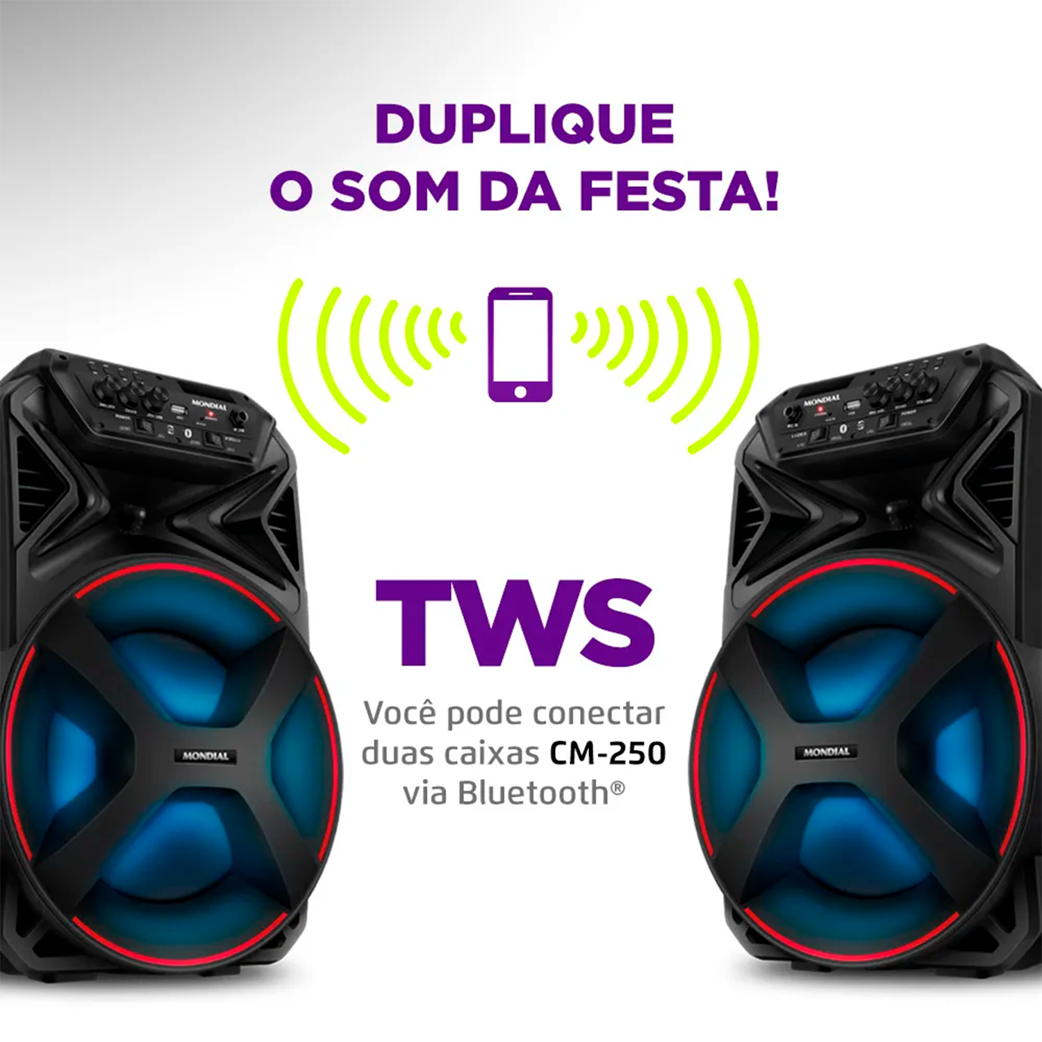 Caixa de Som Amplificada Connect Partyplus Mondial CM250 Caixa de Som Amplificada Connect Partyplus Mondial CM250